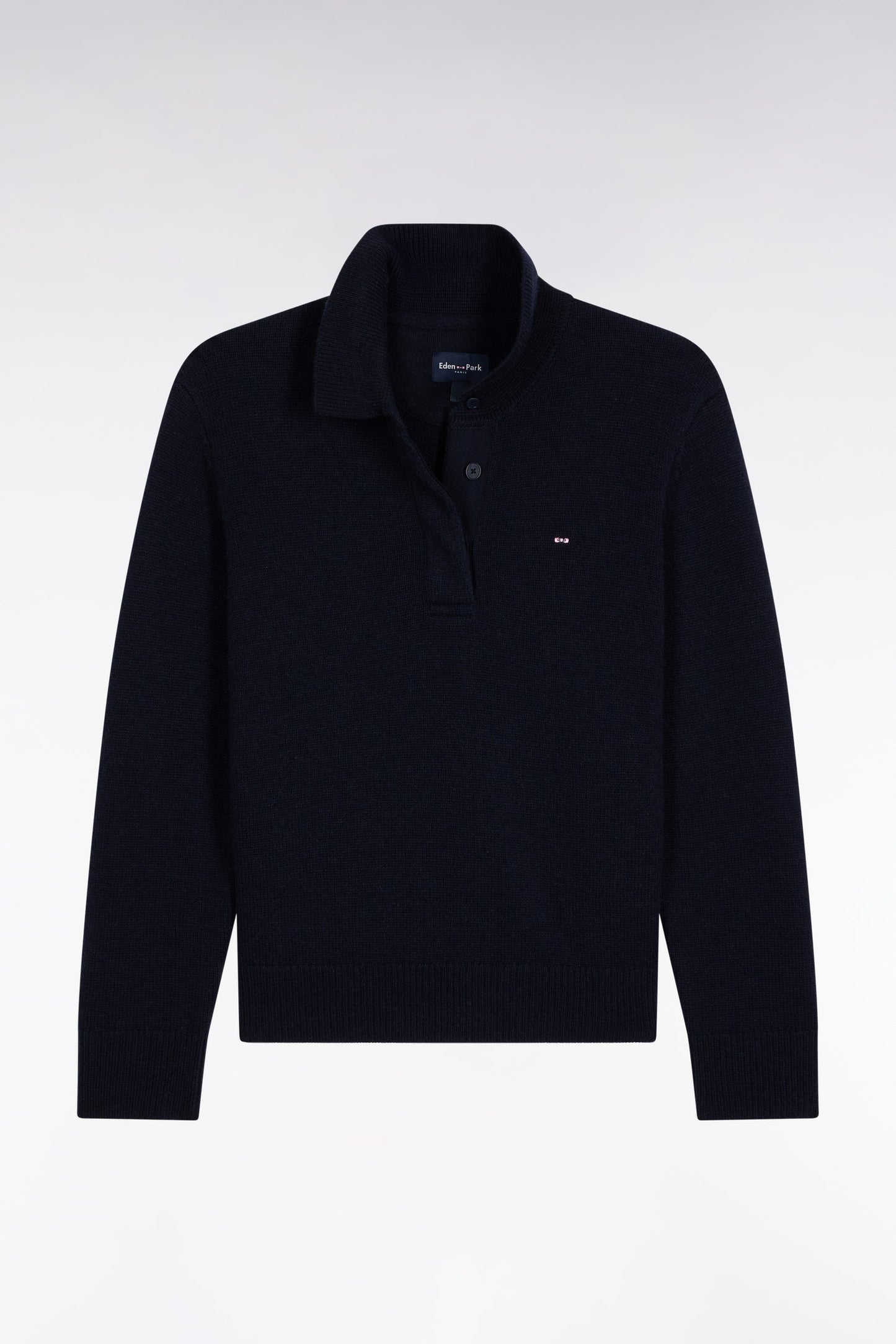 Pull à col maillot en laine et cachemire marine coupe Relaxed