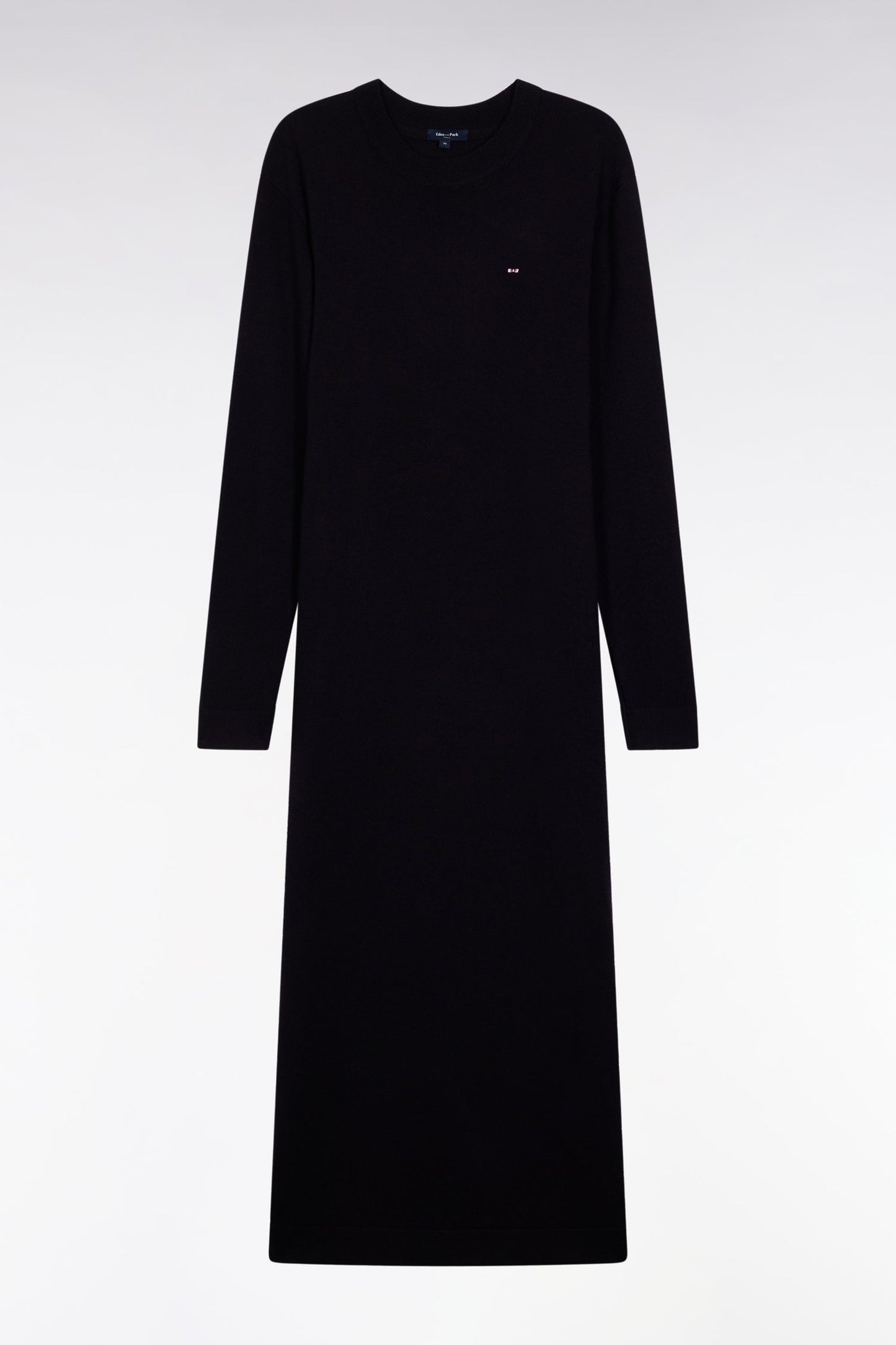 Robe en laine mérinos marine à col rond
