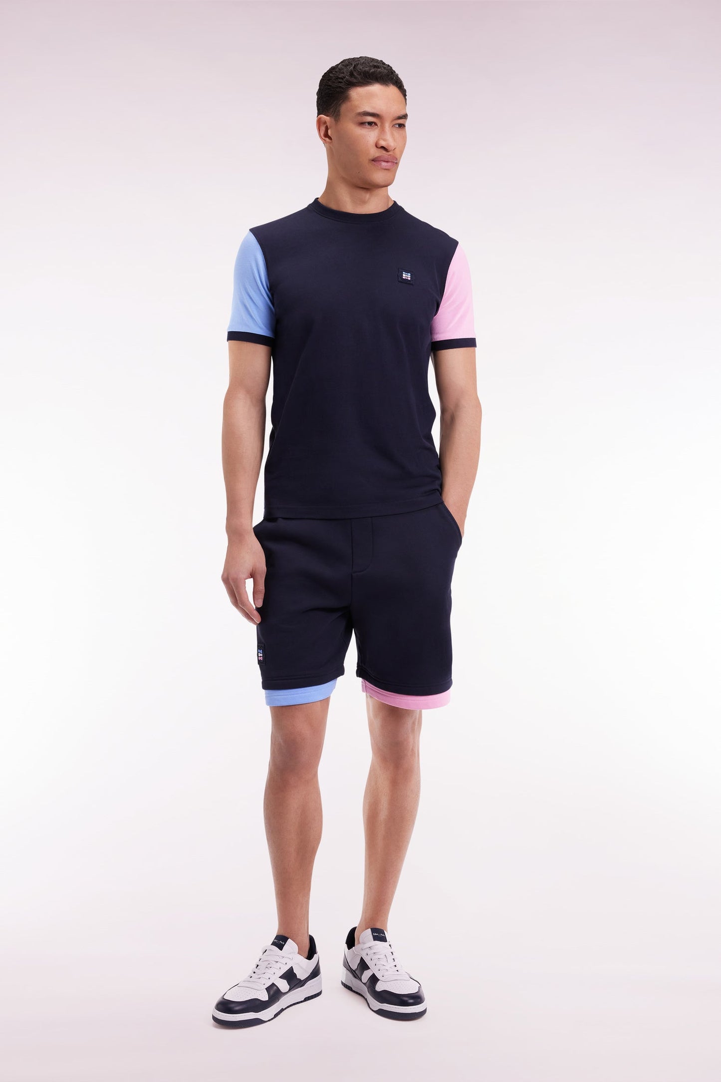 Short en molleton coton marine coupe ample