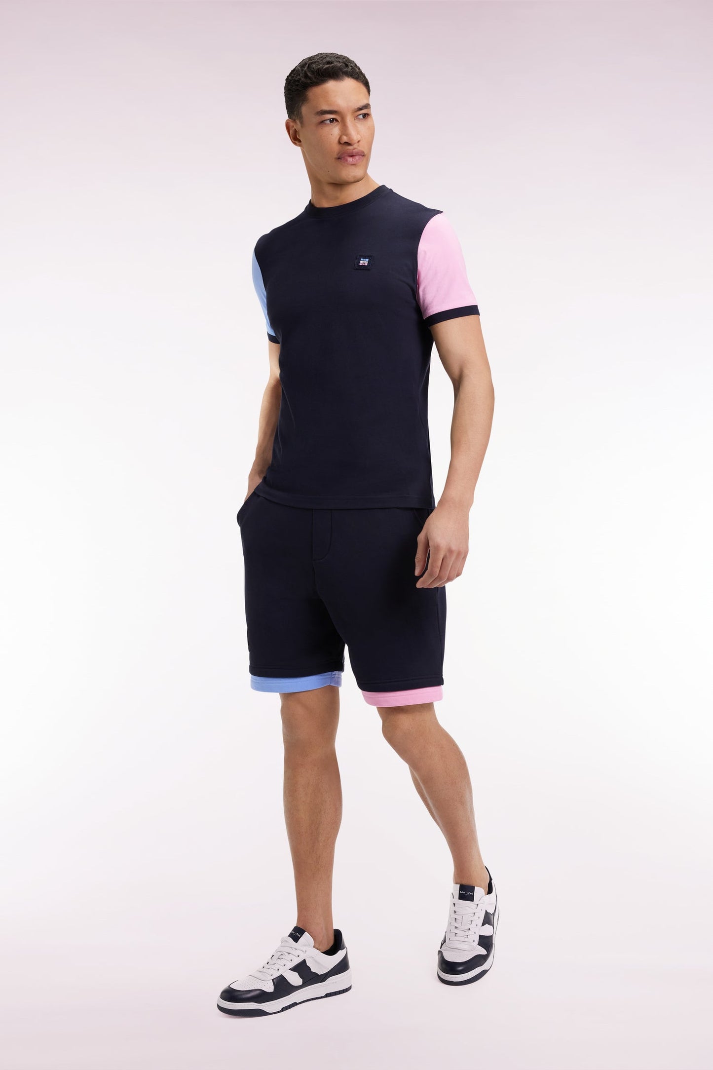 Short en molleton coton marine coupe ample