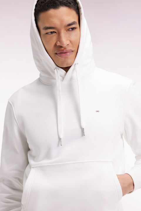 Sweatshirt à capuche en coton blanc coupe droite - Image 3