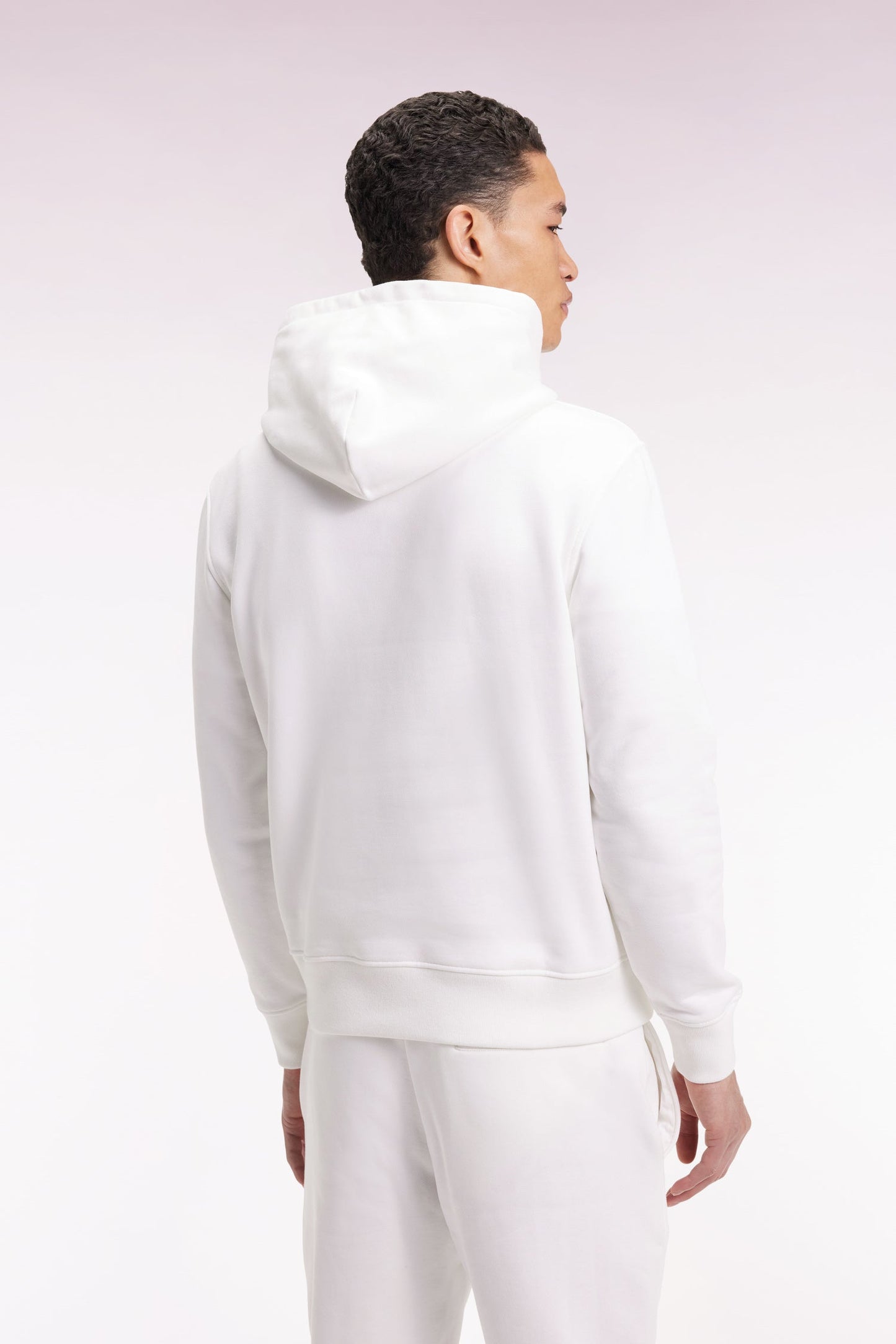 Sweatshirt à capuche en coton blanc coupe droite