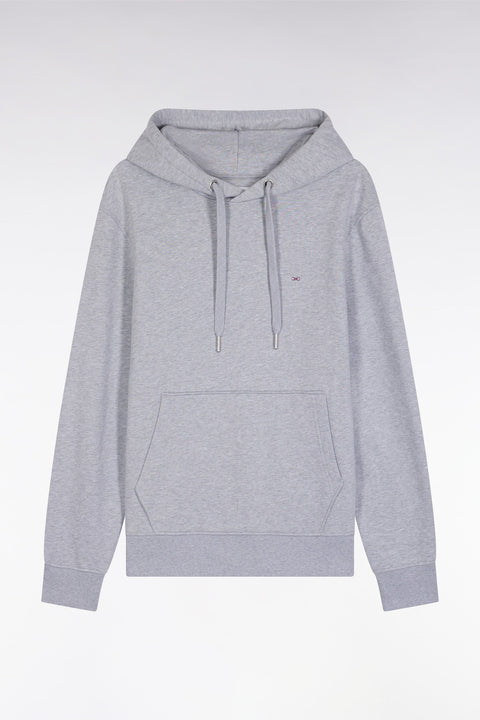 Sweatshirt à capuche en coton gris coupe droite - Image 2