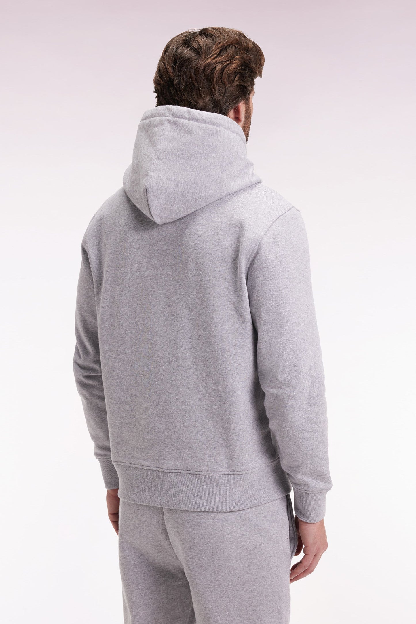 Sweatshirt à capuche en coton gris coupe droite