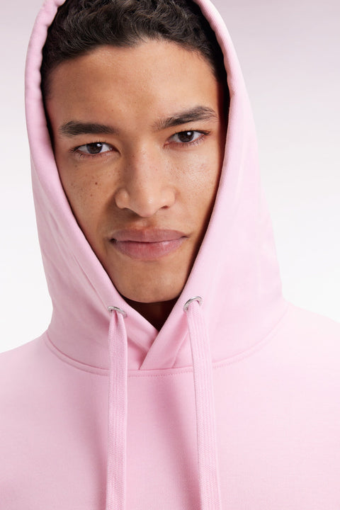 Sweatshirt à capuche en coton rose coupe droite - Image 3