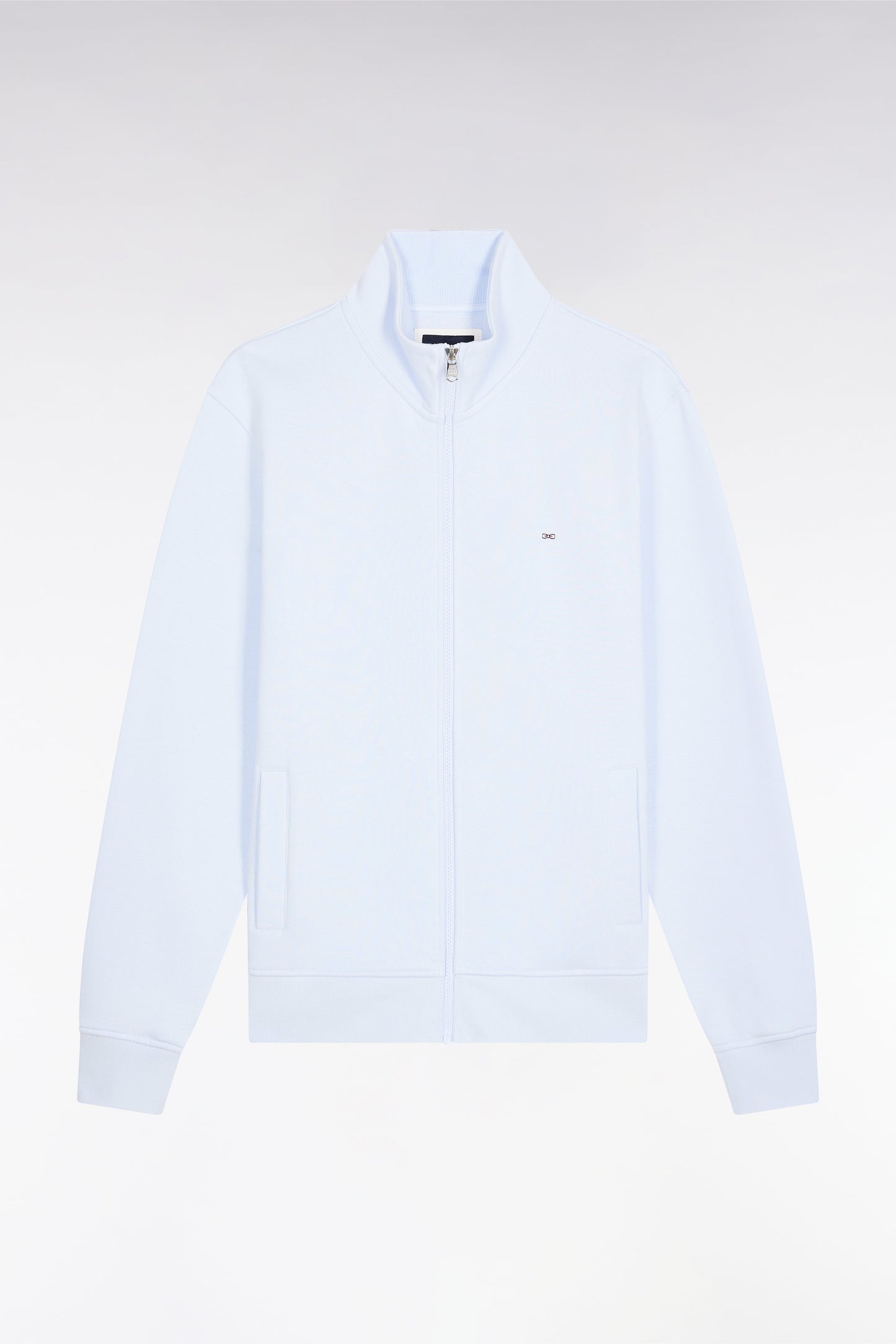 Sweatshirt zippé en coton ciel coupe droite