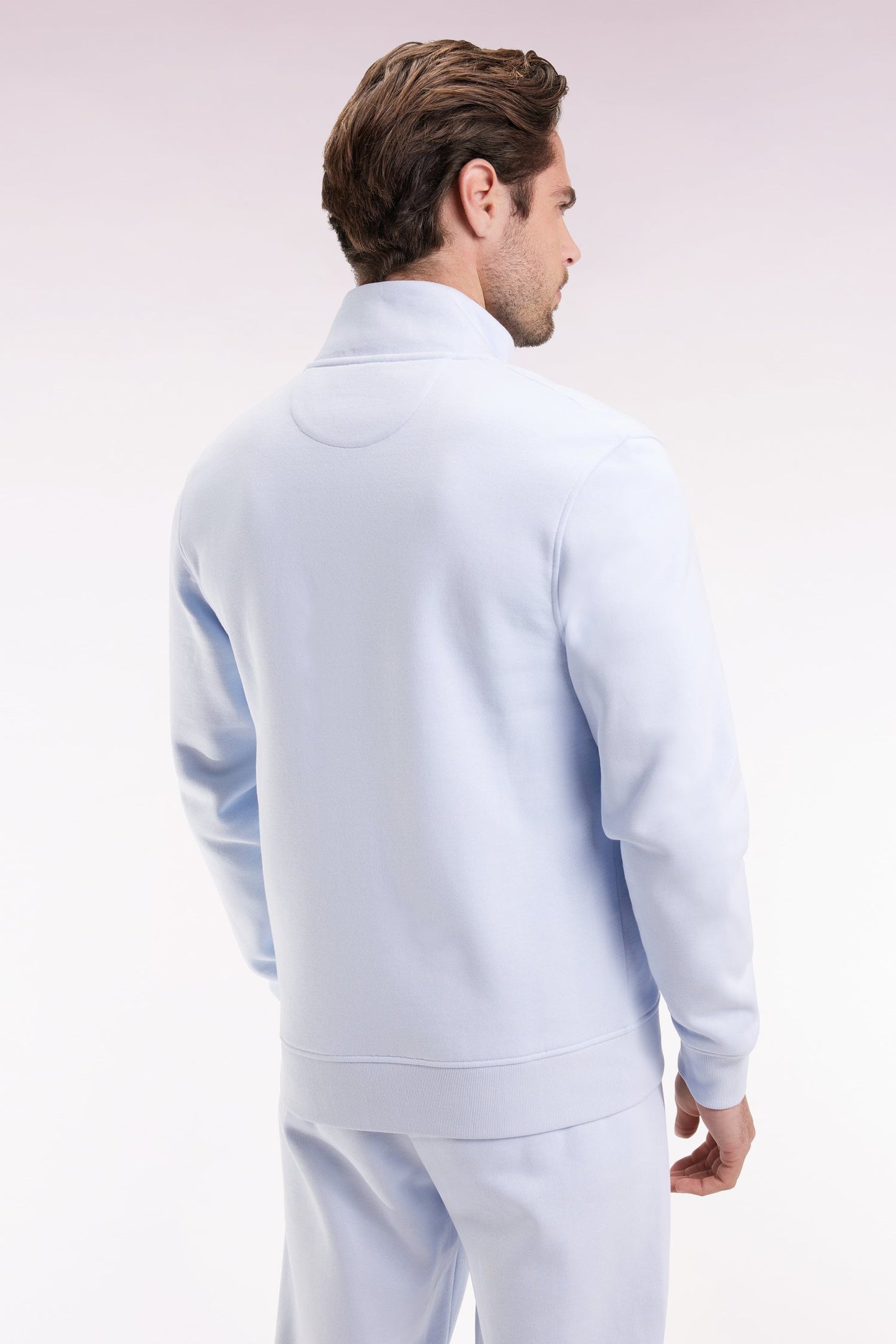 Sweatshirt zippé en coton ciel coupe droite