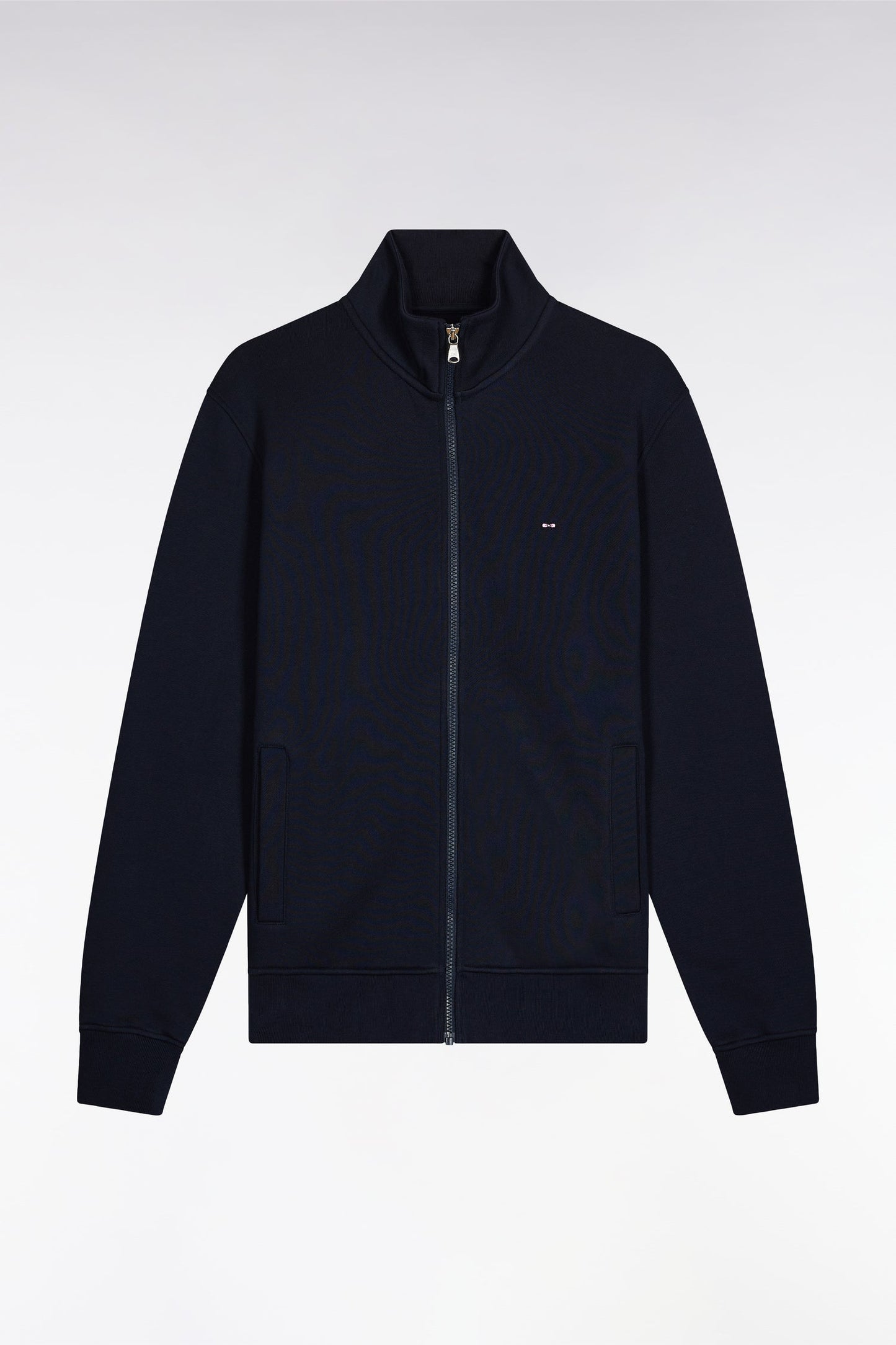Sweatshirt zippé en coton marine coupe droite