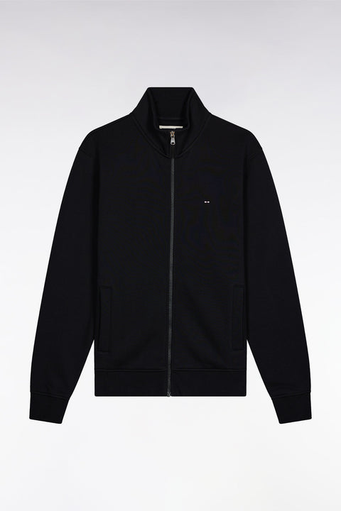 Sweatshirt zippé en coton noir coupe droite - Image 2
