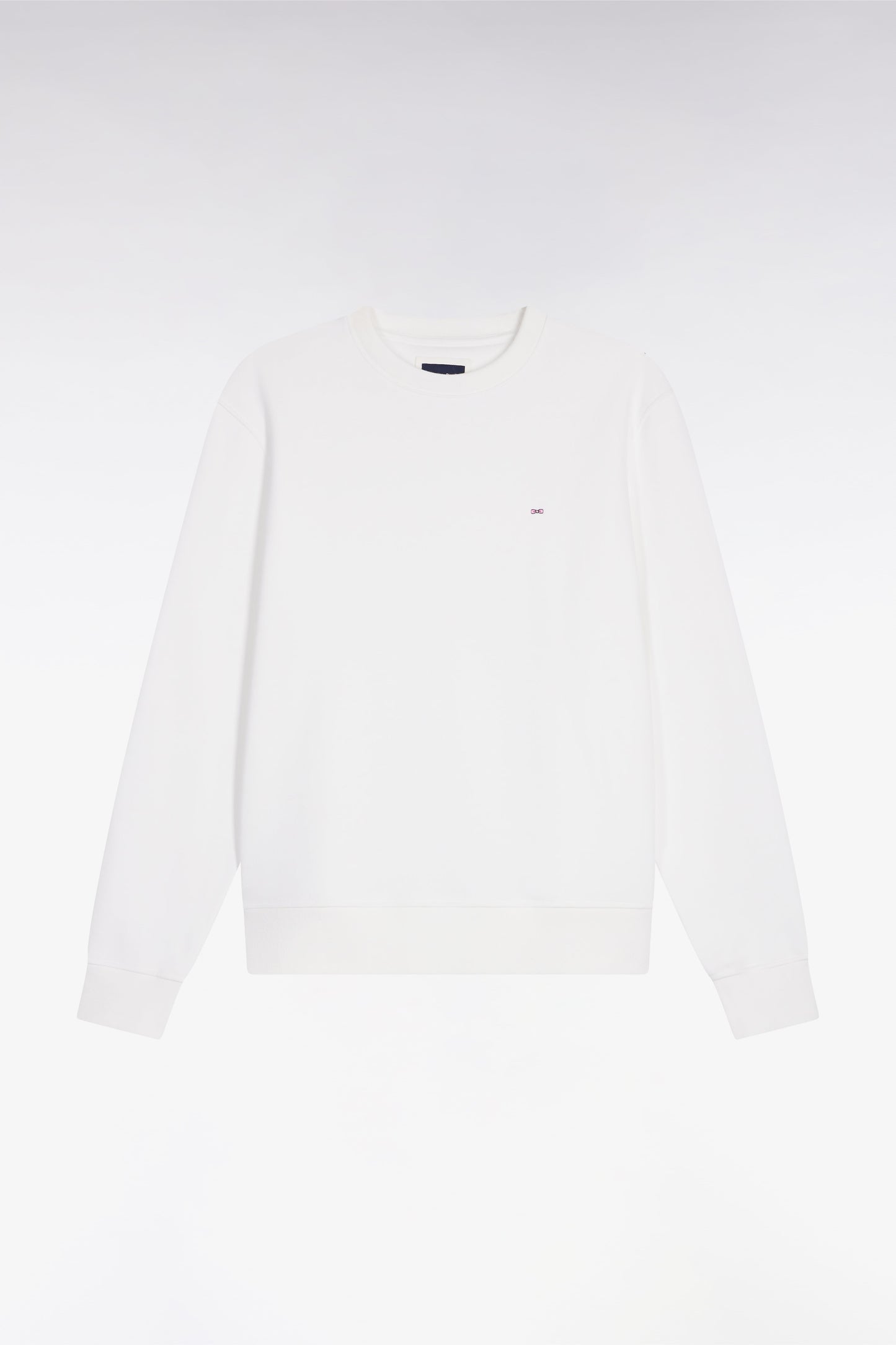 Sweatshirt à col rond en coton blanc coupe droite