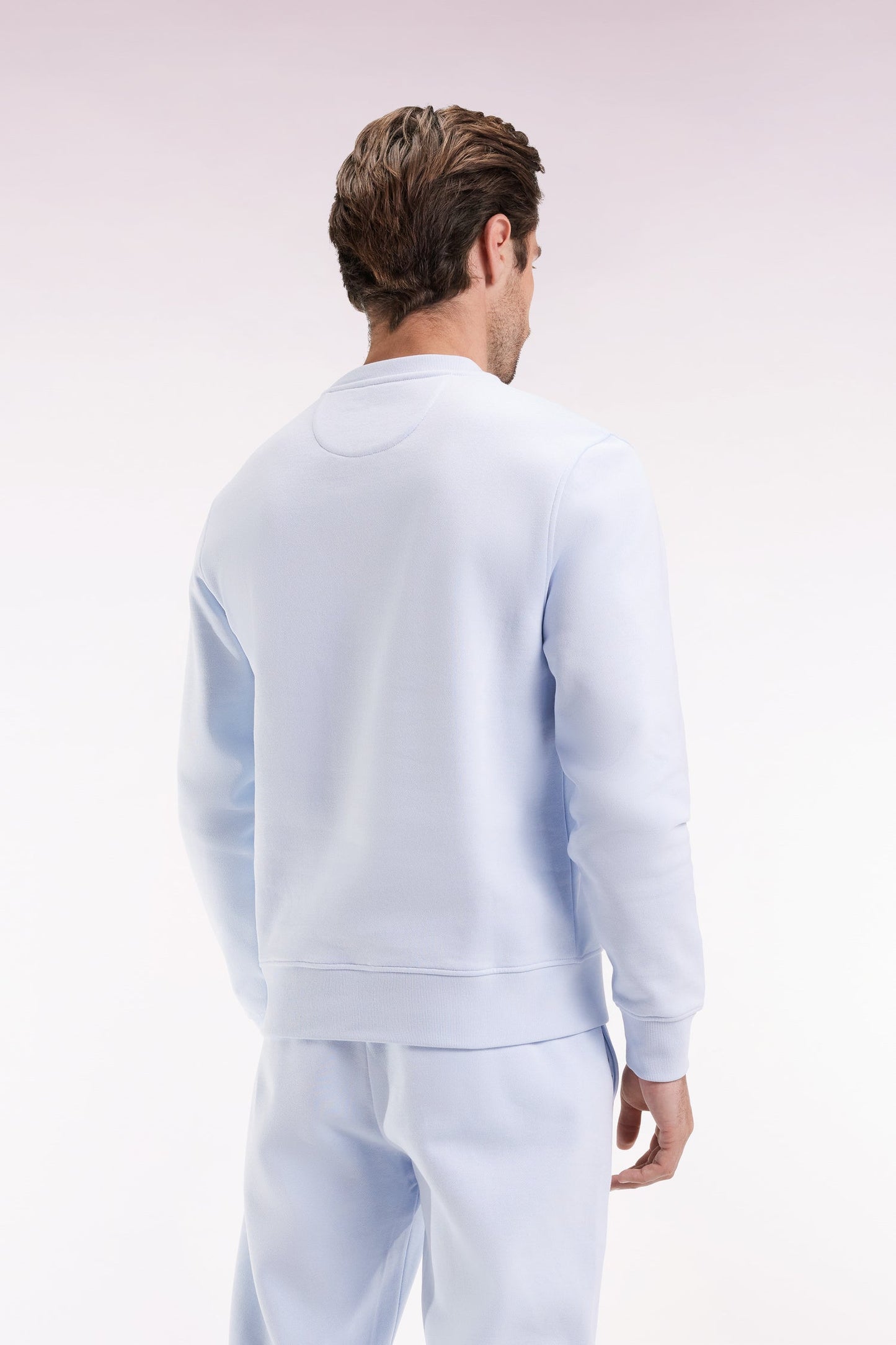 Sweatshirt à col rond en coton ciel coupe droite