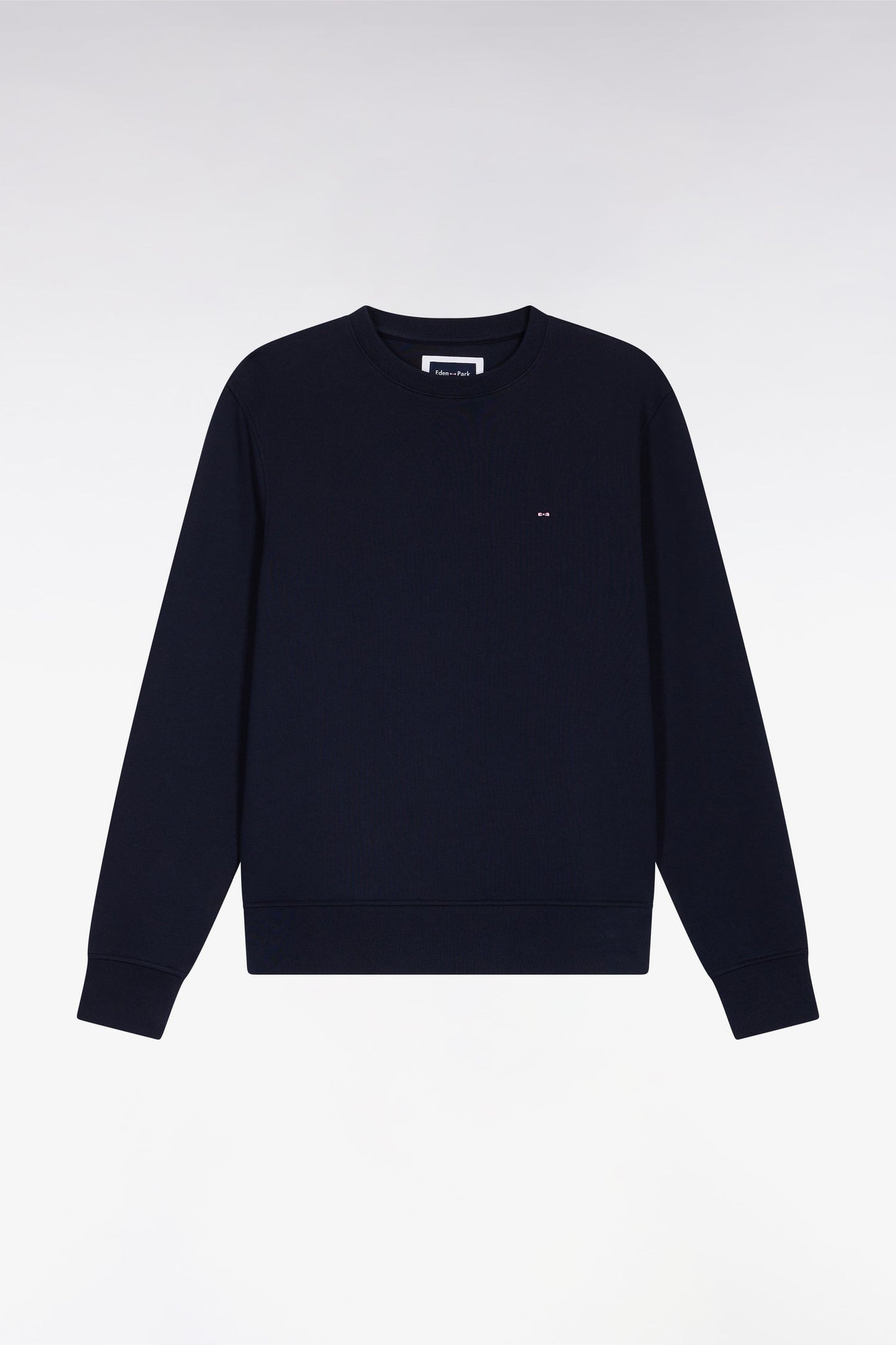Sweatshirt à col rond en coton marine coupe droite