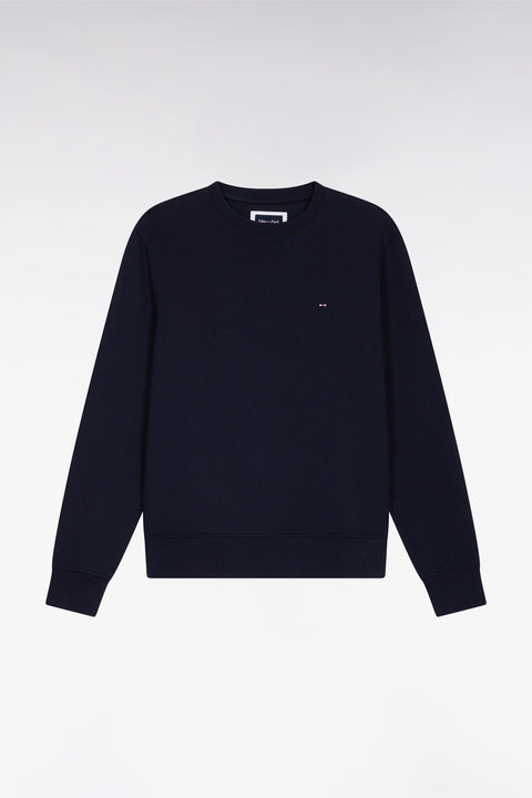Sweatshirt à col rond en coton marine coupe droite - Image 2