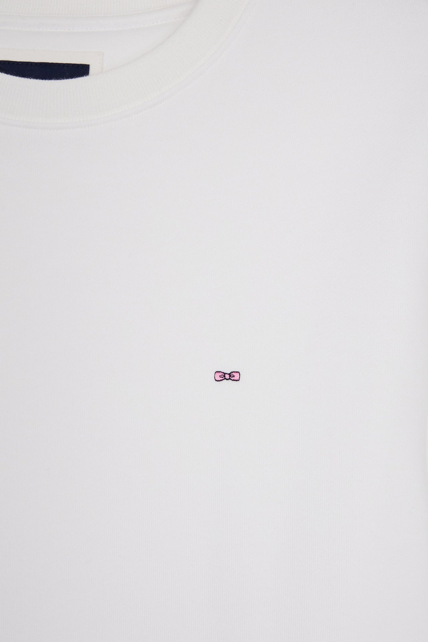 Sweatshirt à col rond en coton blanc coupe droite