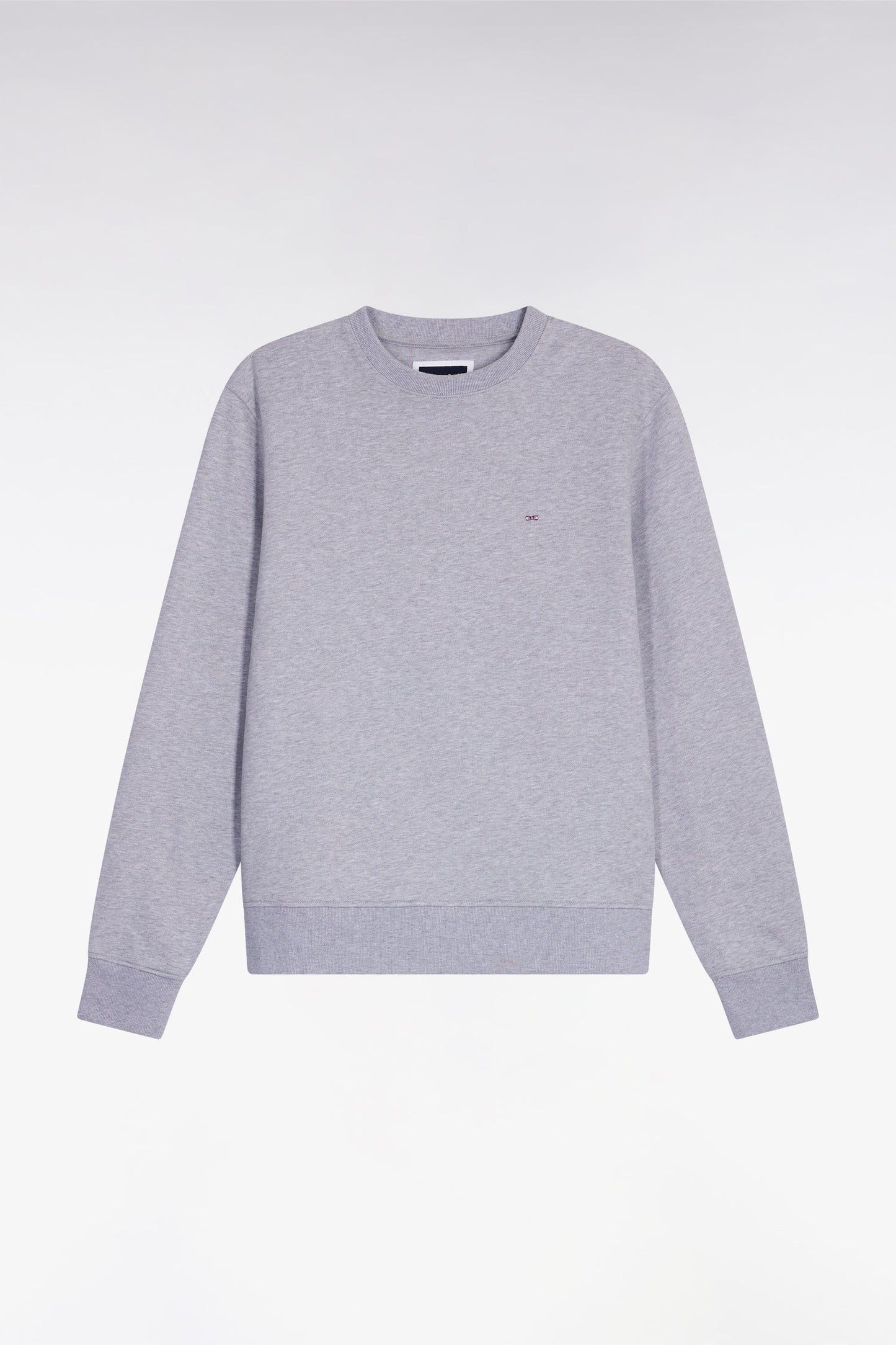 Sweatshirt à col rond en coton gris coupe droite
