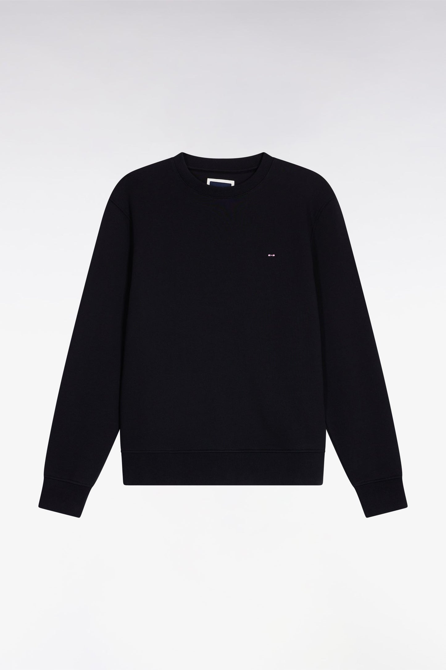 Sweatshirt à col rond en coton noir coupe droite
