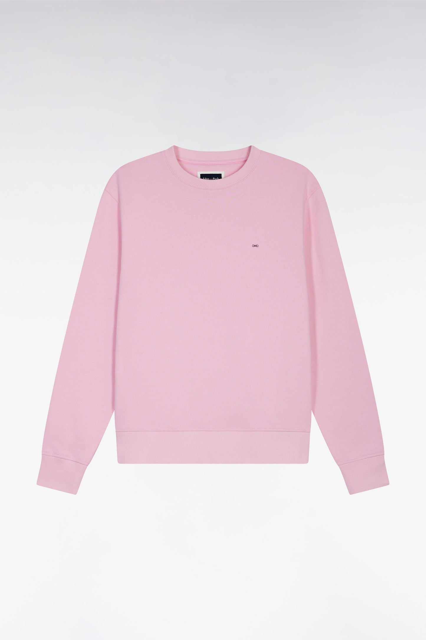 Sweatshirt à col rond en coton rose coupe droite