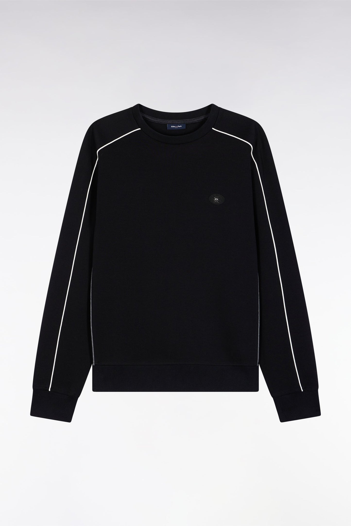 Sweatshirt en molleton noir passepoils colorés