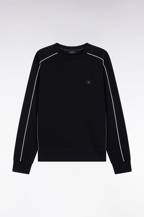 Sweatshirt en molleton noir passepoils colorés - Image 2