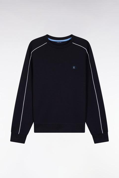 Sweatshirt en molleton marine passepoils colorés - Image 2