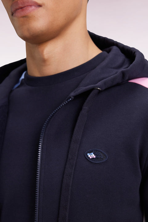 Sweatshirt à capuche zippé en molleton marine - Image 3
