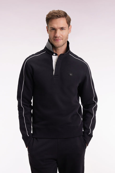 Sweatshirt à col maillot en molleton gratté noir - Image 1