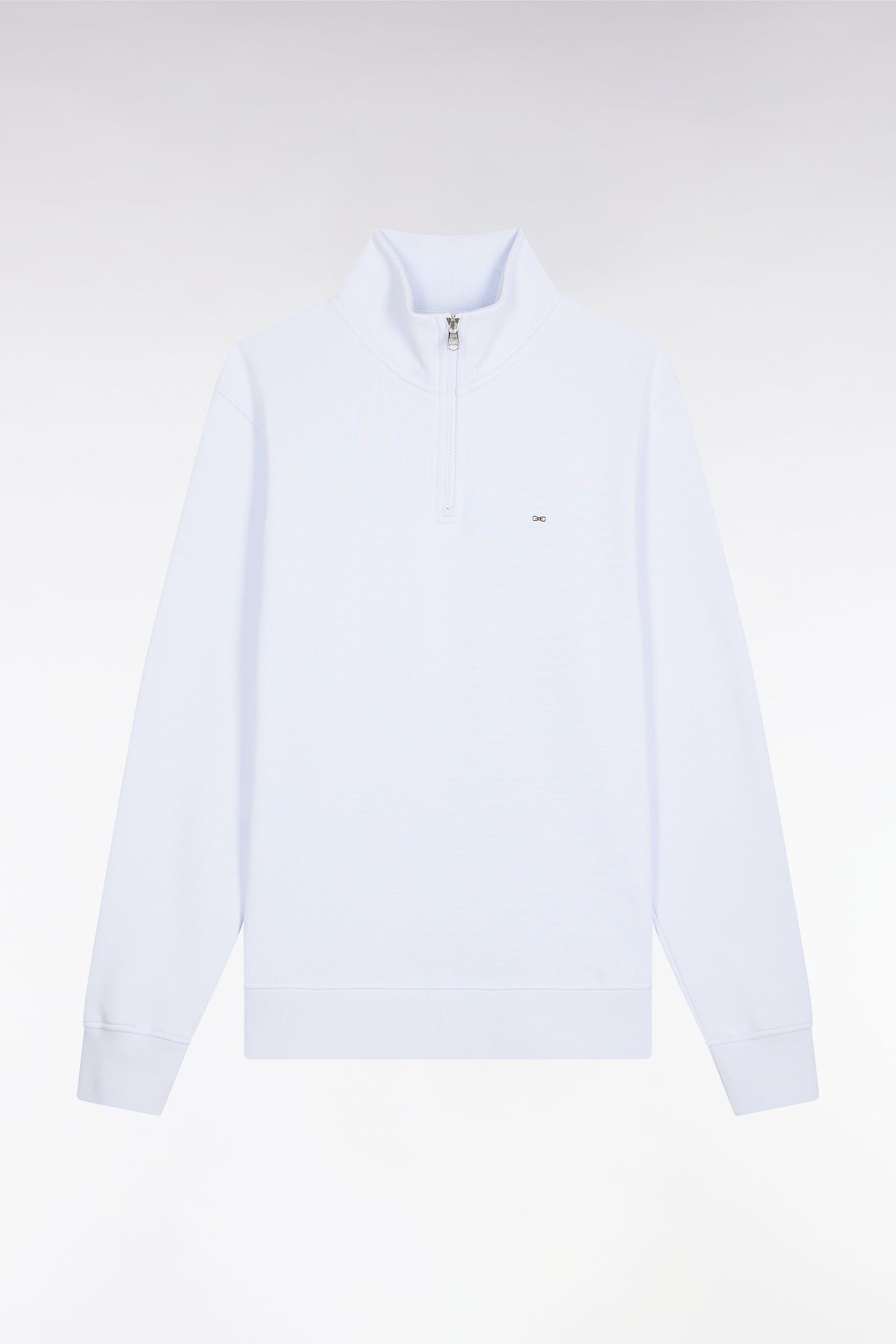 Sweatshirt à col montant zippé en molleton coton ciel