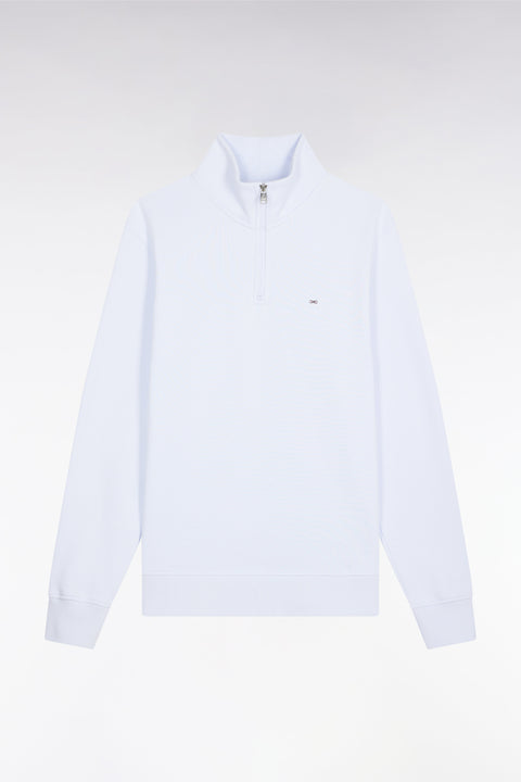 Sweatshirt à col montant zippé en molleton coton ciel - Image 2