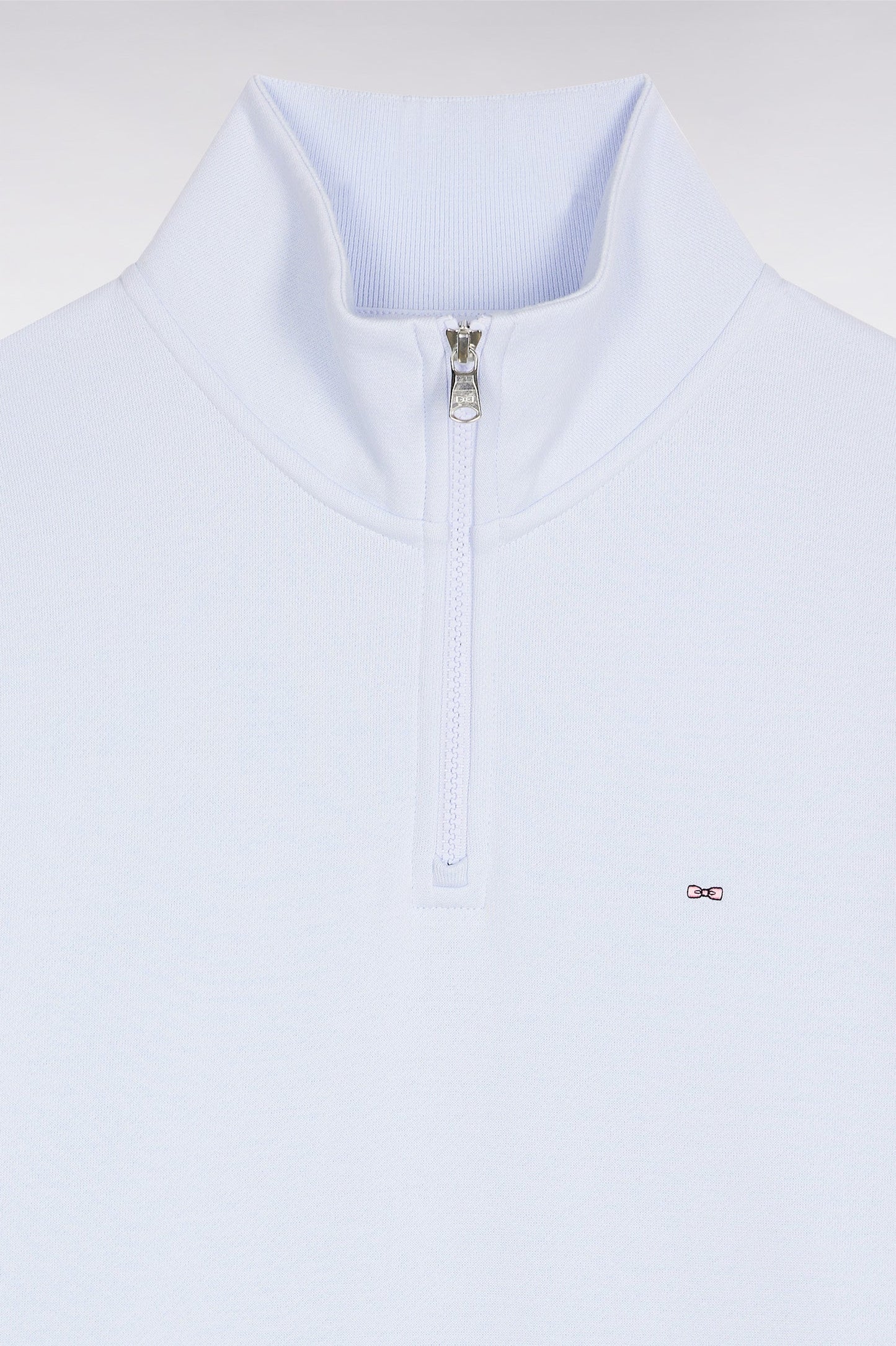 Sweatshirt à col montant zippé en molleton coton ciel