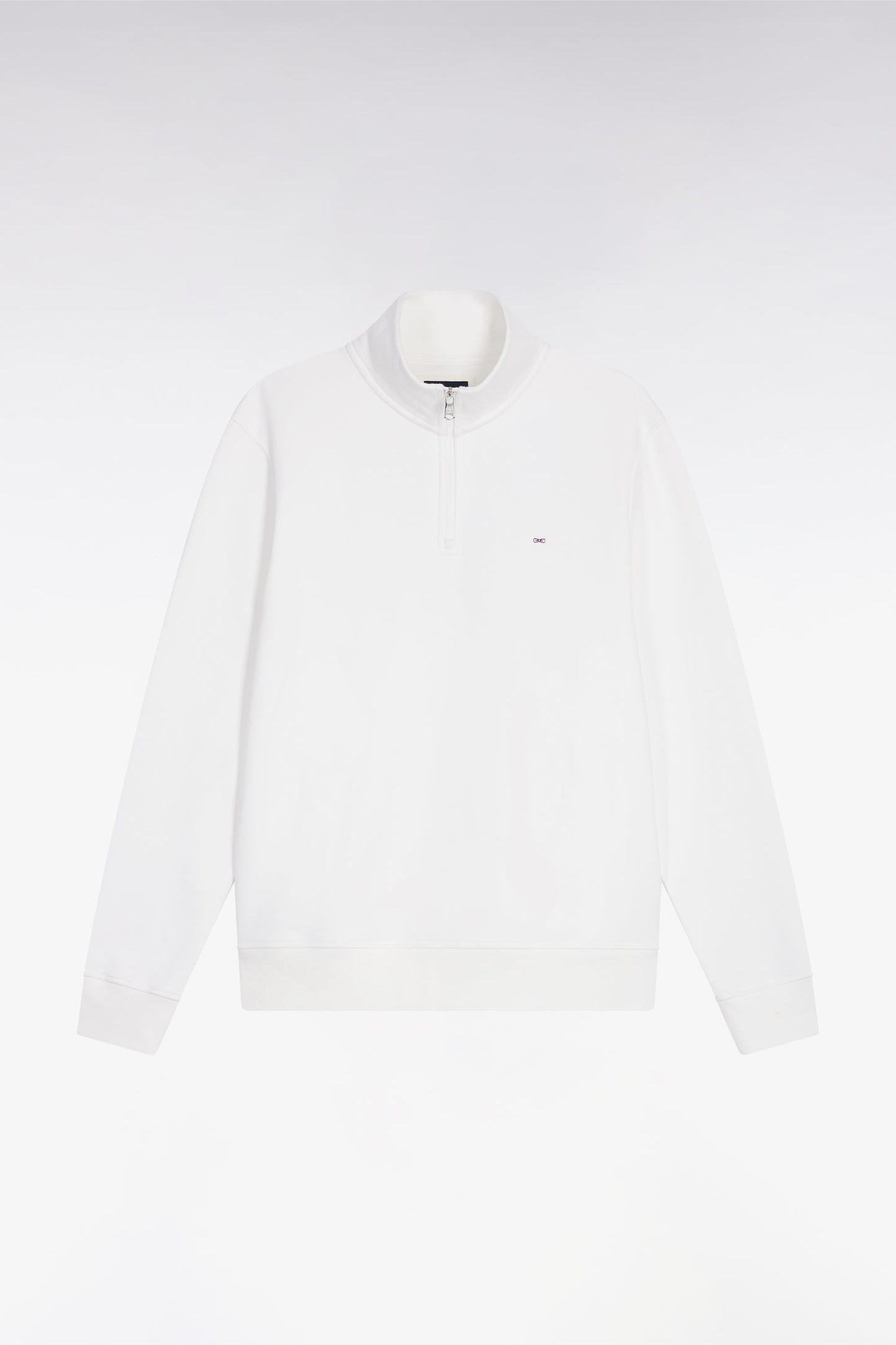 Sweatshirt à col montant zippé en molleton coton blanc