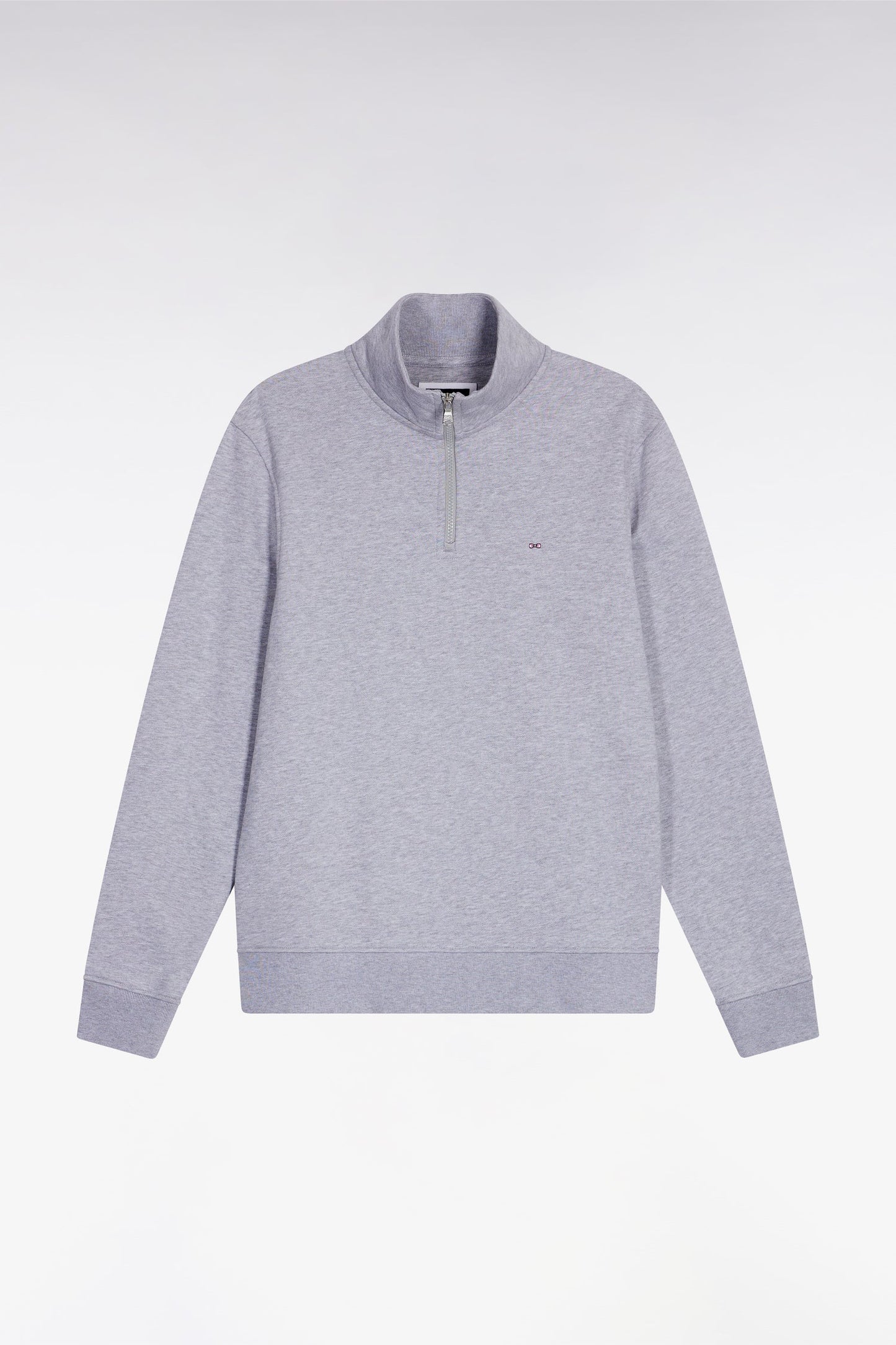 Sweatshirt à col montant zippé en molleton coton gris