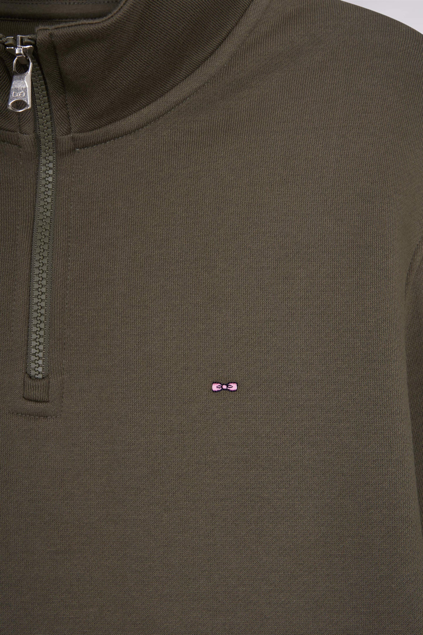 Sweatshirt à col montant zippé en molleton coton kaki - ANNULE