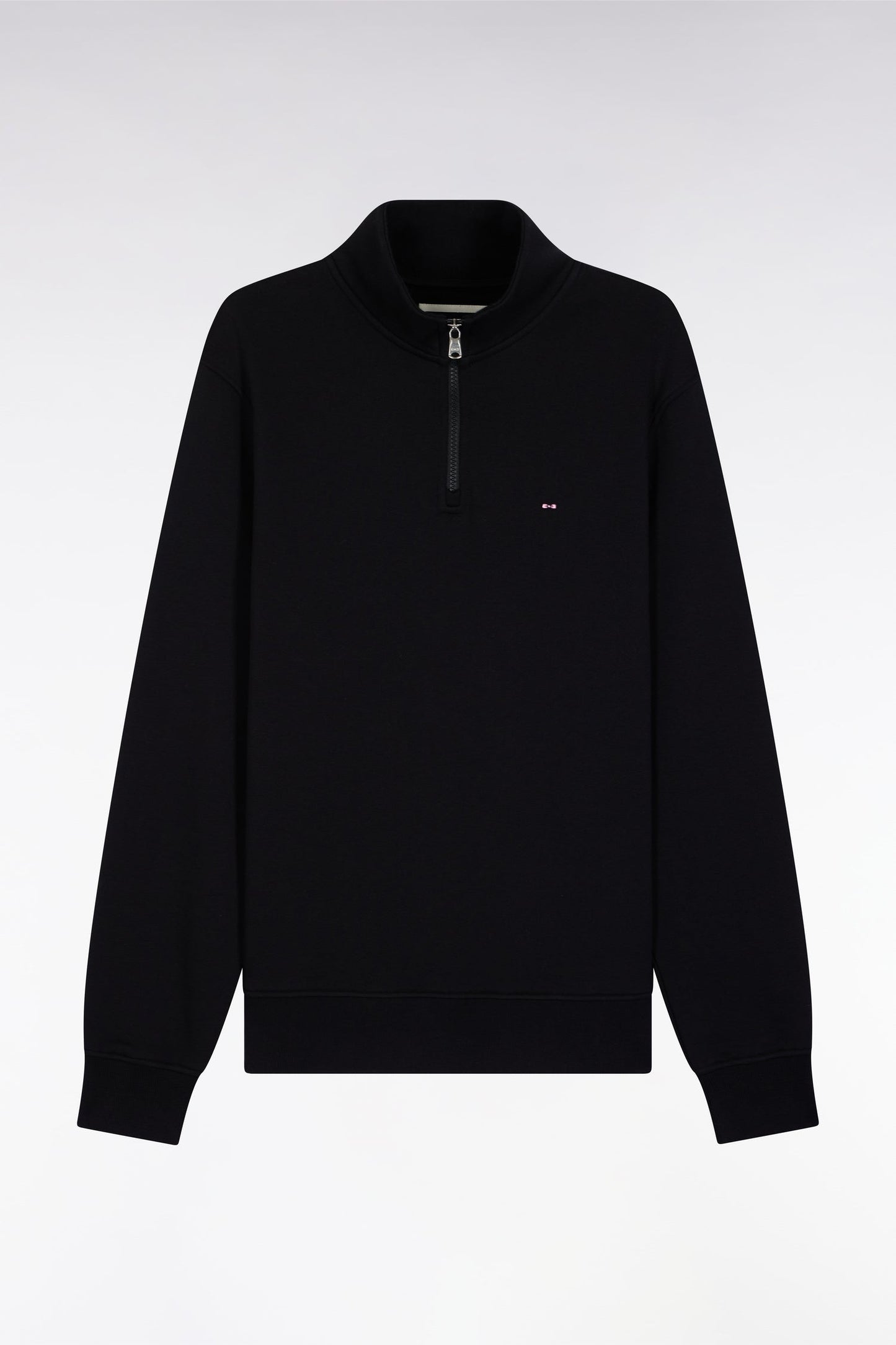 Sweatshirt à col montant zippé en molleton coton noir