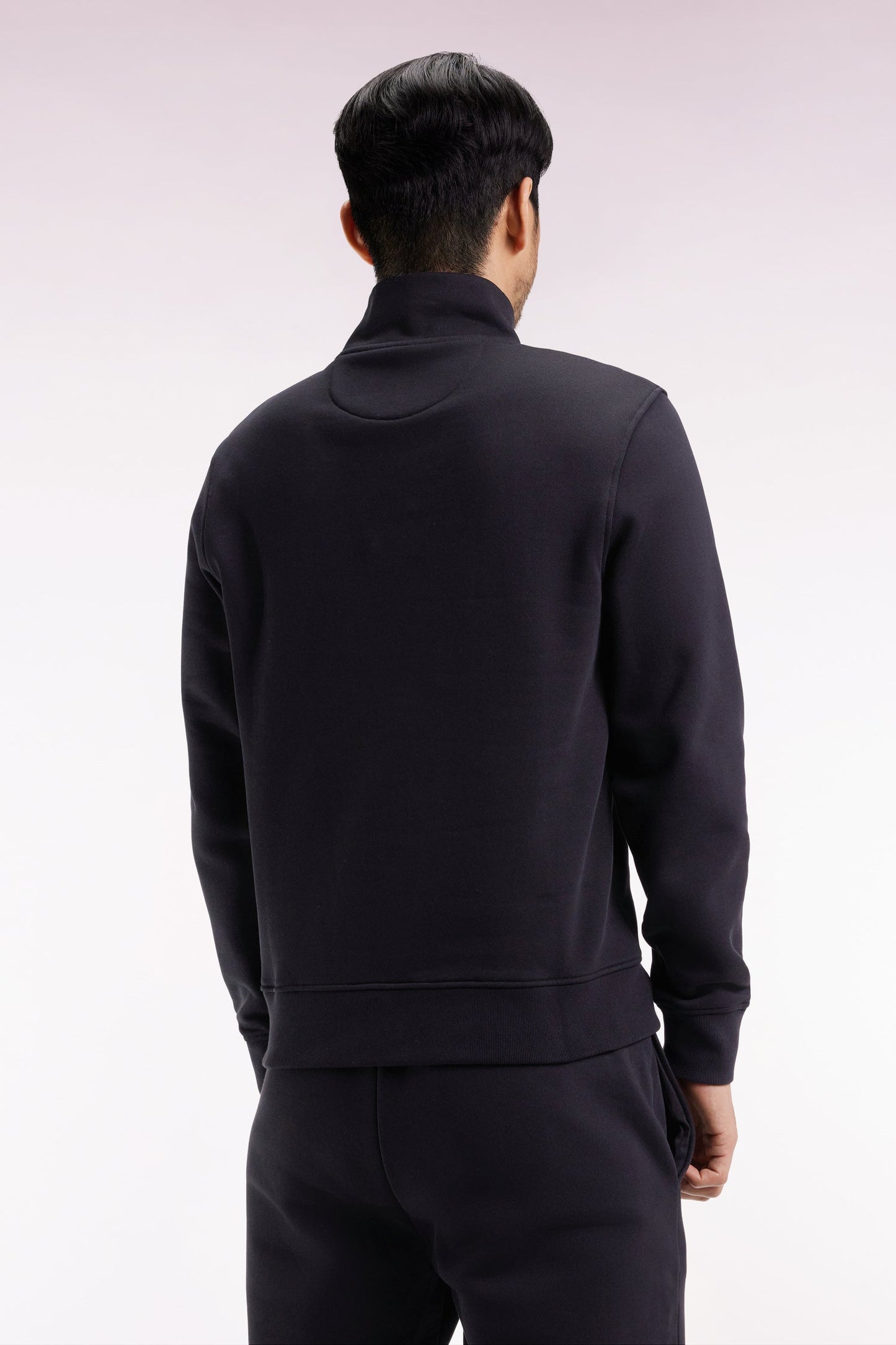 Sweatshirt à col montant zippé en molleton coton noir