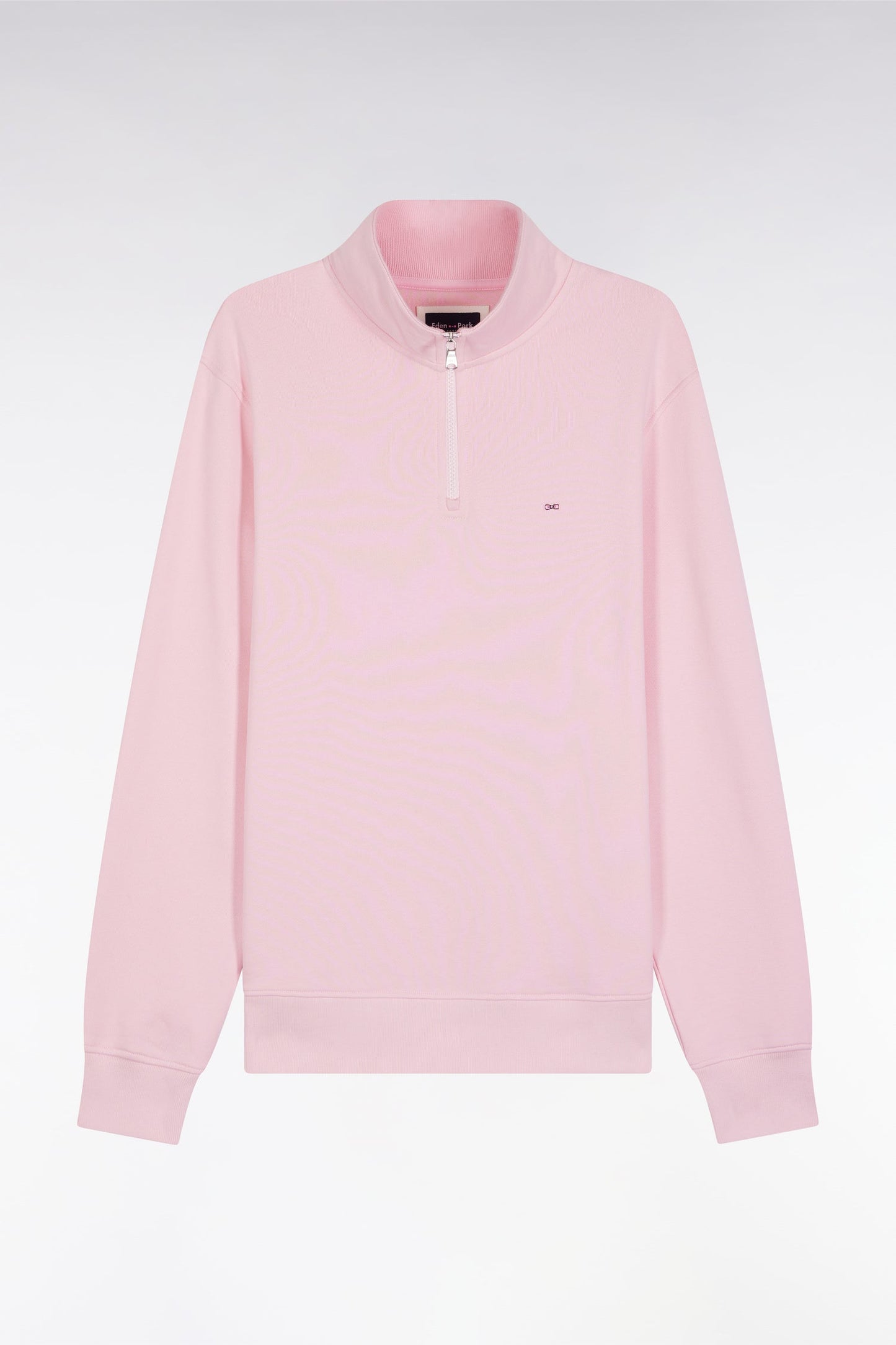Sweatshirt à col montant zippé en molleton coton rose