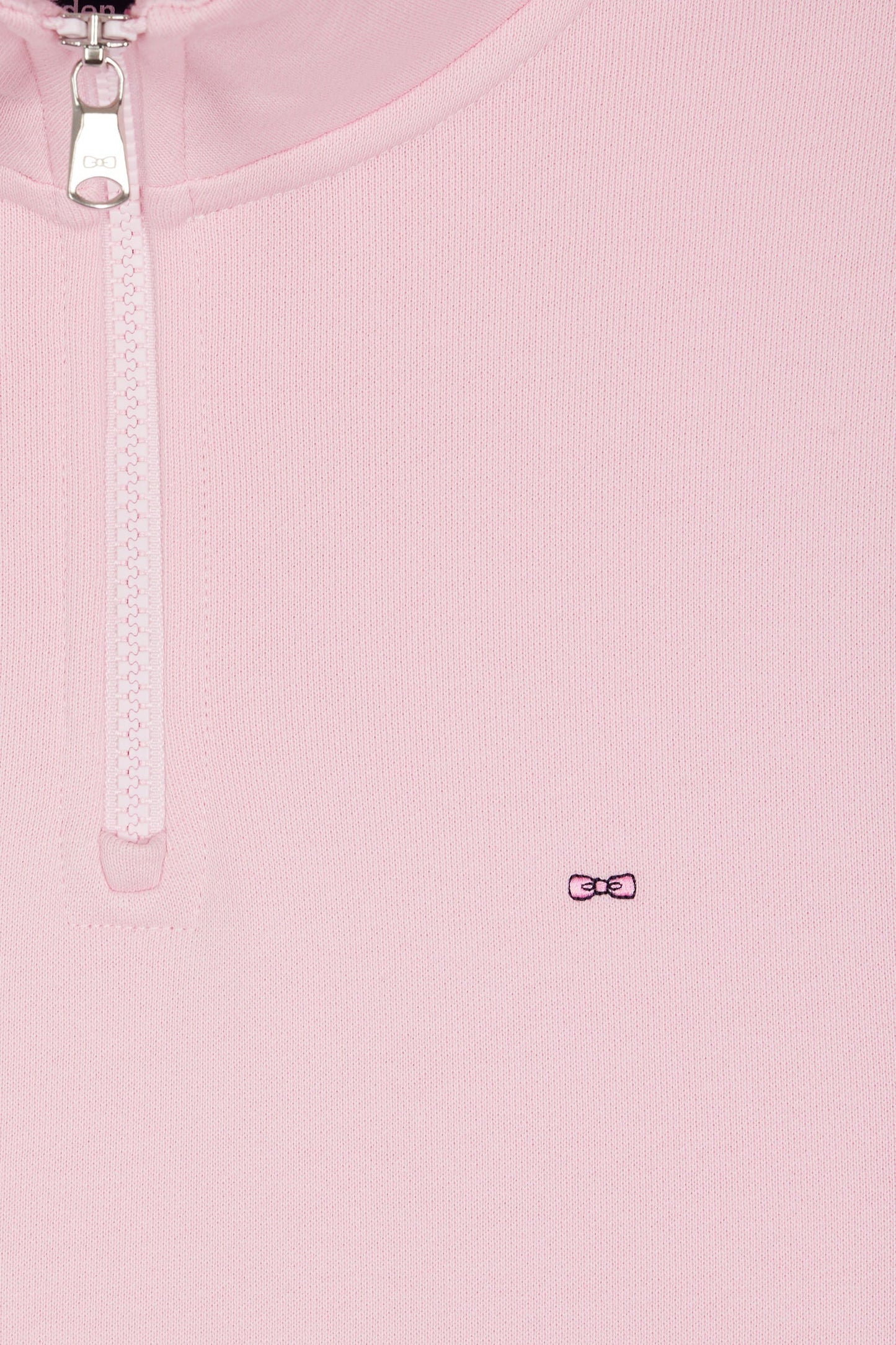 Sweatshirt à col montant zippé en molleton coton rose