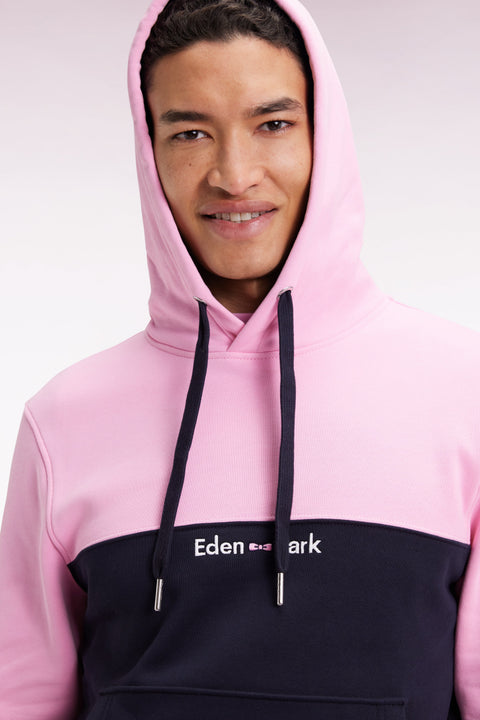 Sweatshirt à capuche bicolore marine coupe droite - Image 3