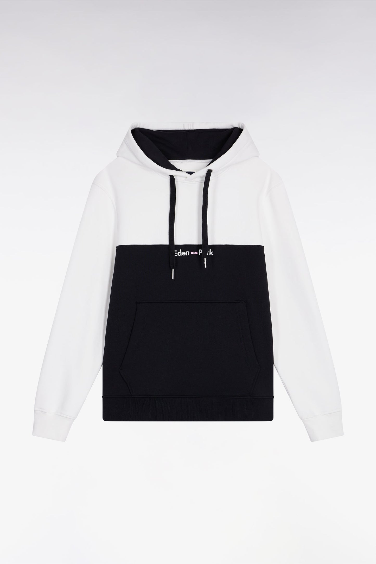 Sweatshirt à capuche bicolore blanc coupe droite
