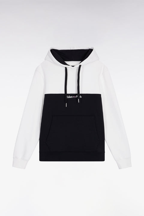 Sweatshirt à capuche bicolore blanc coupe droite - Image 2