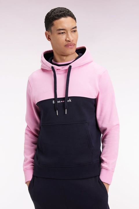 Sweatshirt à capuche bicolore marine coupe droite - Image 1