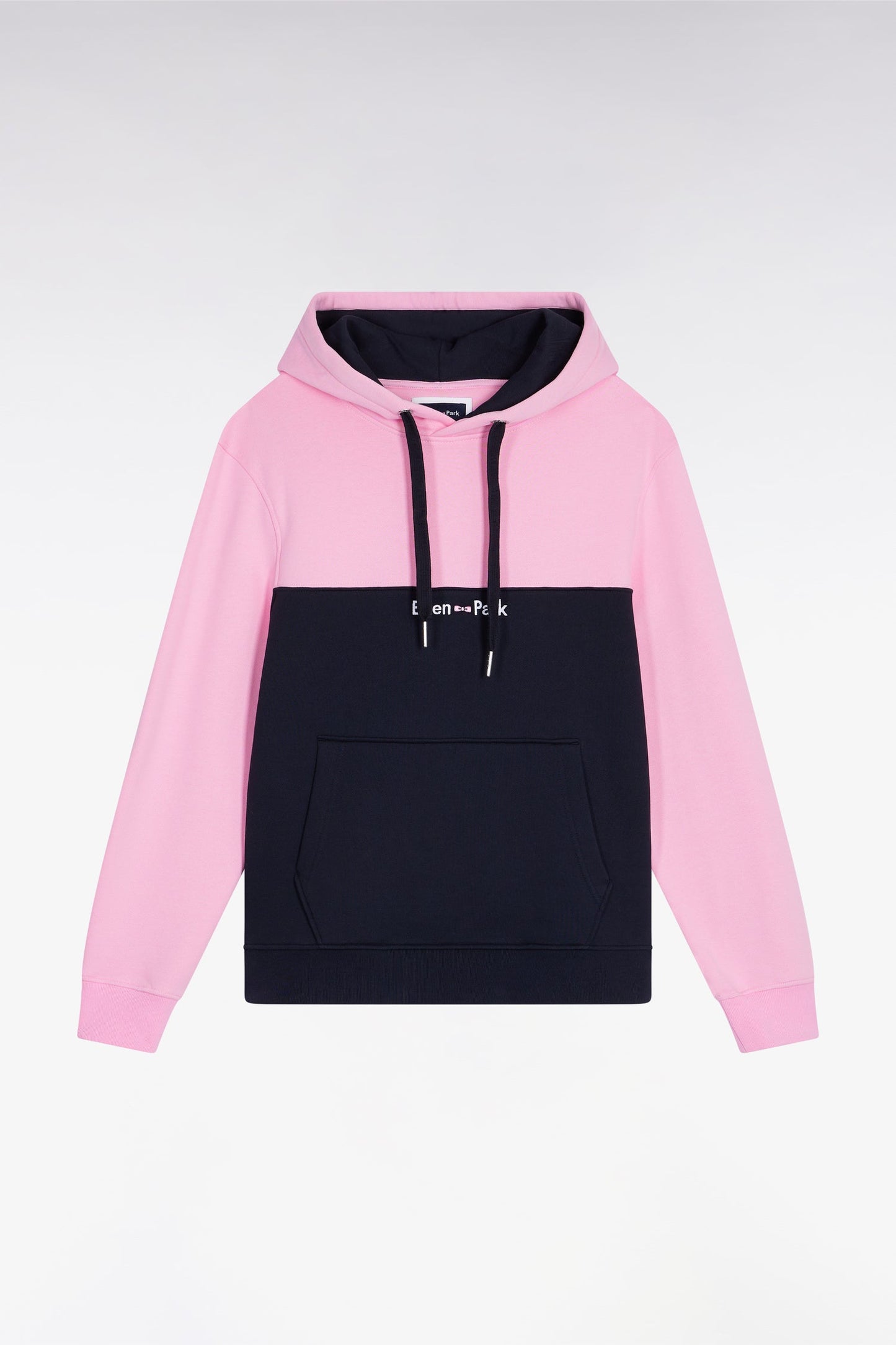 Sweatshirt à capuche bicolore marine coupe droite