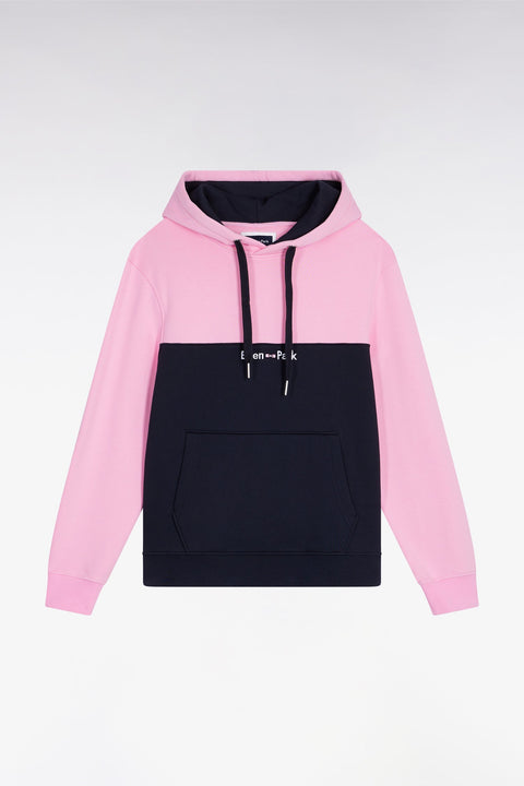 Sweatshirt à capuche bicolore marine coupe droite - Image 2