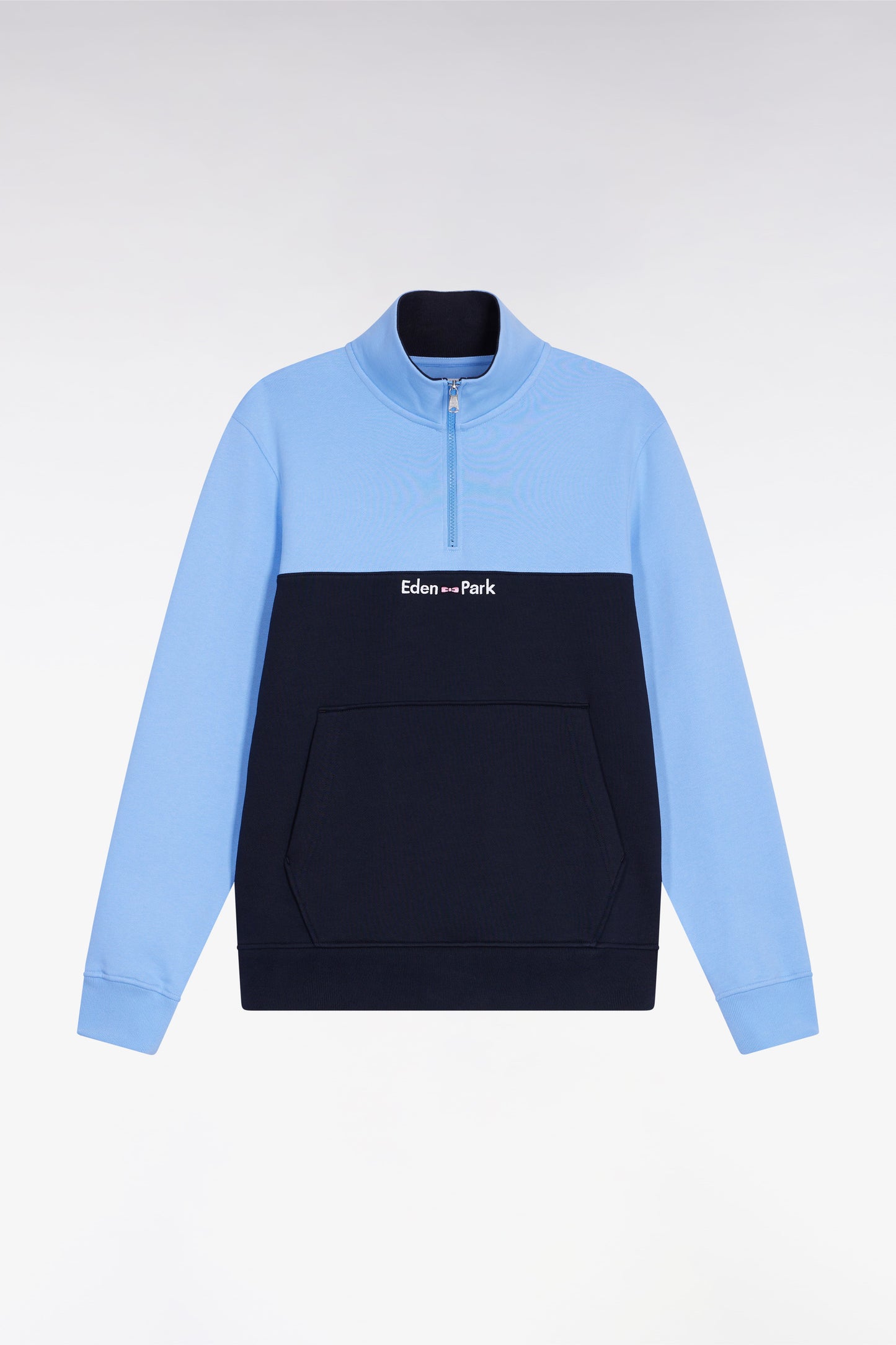 Sweatshirt col camionneur en molleton bicolore ciel