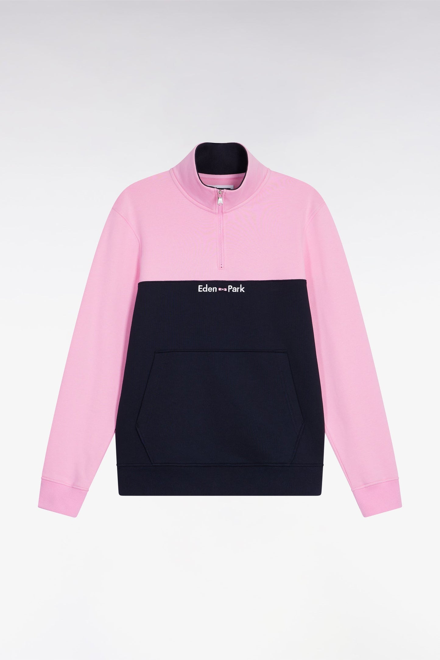 Sweatshirt col camionneur en molleton bicolore rose