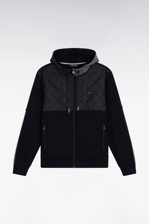 Sweatshirt zippé en interlock bimatière matelassé noir et gris - Image 2