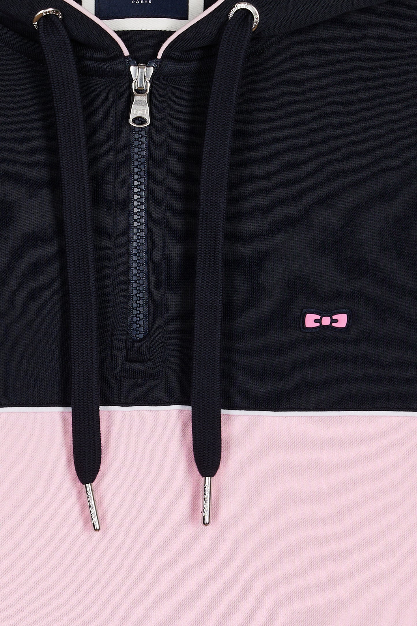 Sweatshirt à capuche semi-zippé marine et rose