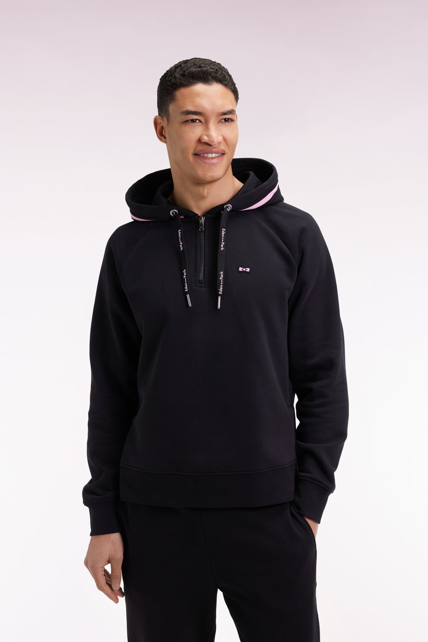 Sweatshirt à capuche en molleton coton mélangé noir coupe Relaxed