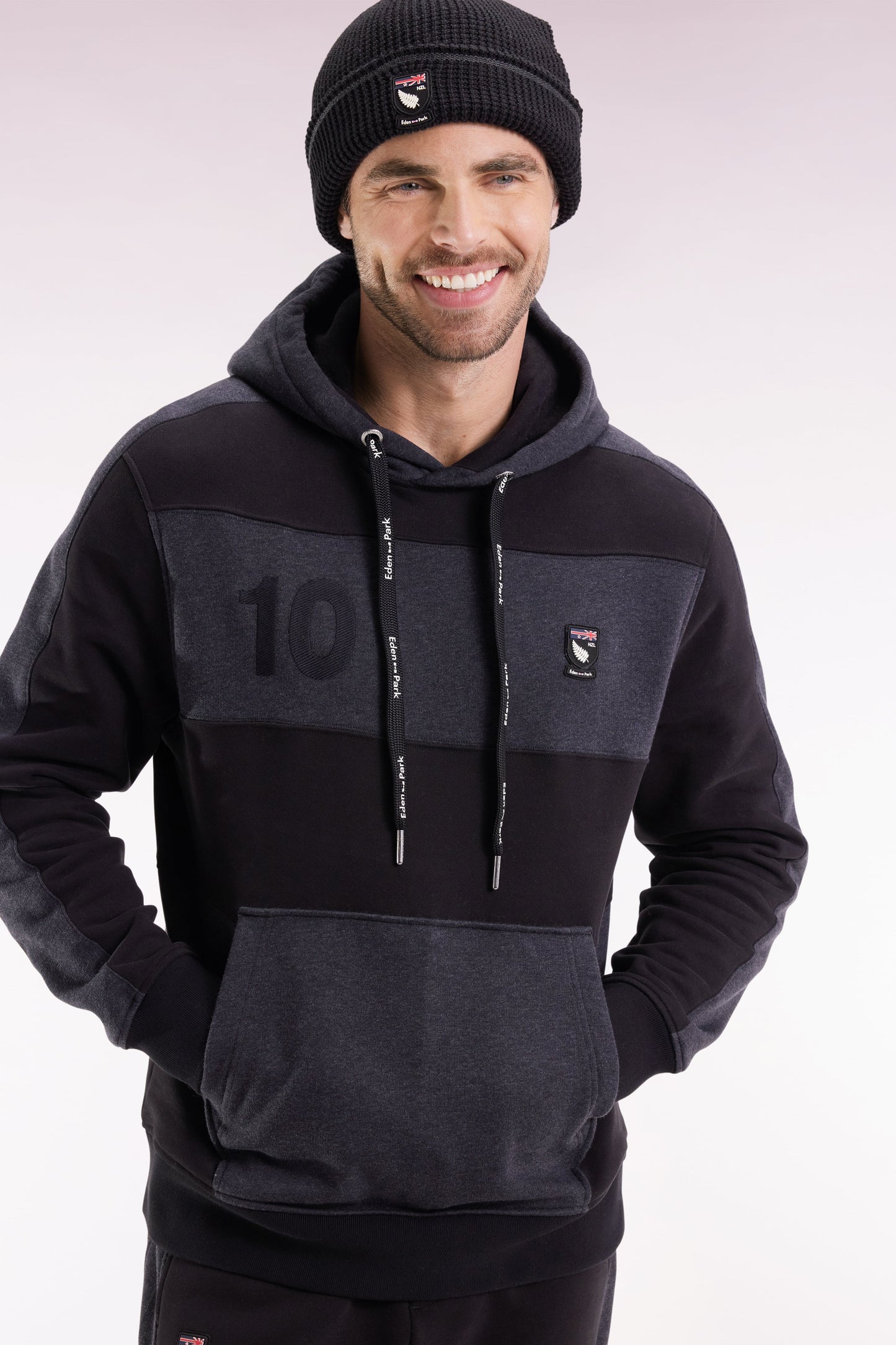 Sweatshirt à capuche en coton mélangé beige et gris clair coupe Relaxed