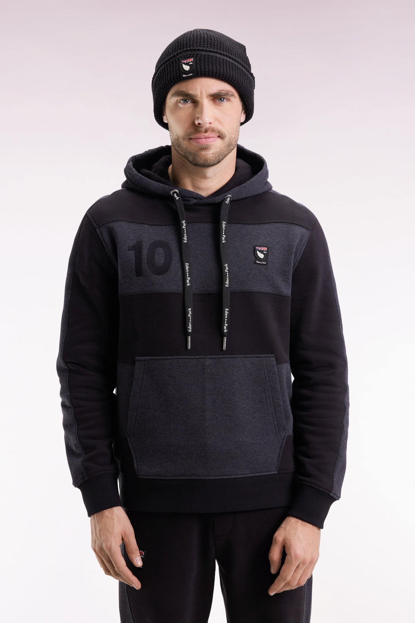 Sweatshirt à capuche en coton mélangé beige et gris clair coupe Relaxed