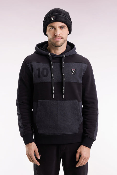 Sweatshirt à capuche en coton mélangé beige et gris clair coupe Relaxed - Image 1